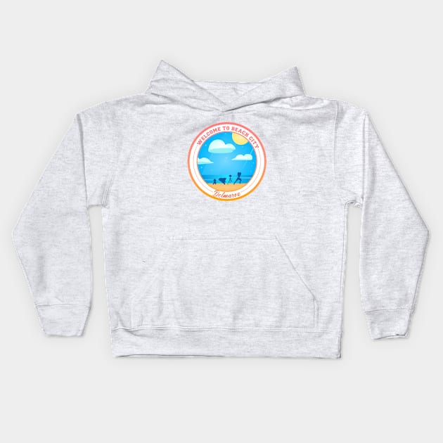 Welcome To Beach City Kids Hoodie by Anrego